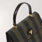 FENDI Zucca Pecan Canvas Hand Bag Nylon 3Set Brown Blackar11235