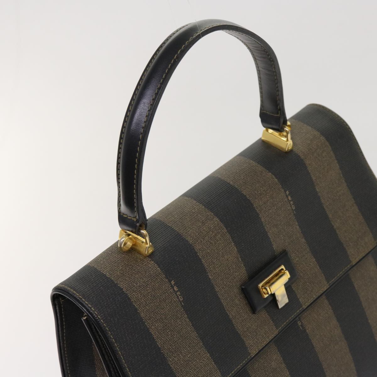 FENDI Zucca Pecan Canvas Hand Bag Nylon 3Set Brown Blackar11235