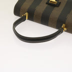 FENDI Zucca Pecan Canvas Hand Bag Nylon 3Set Brown Blackar11235