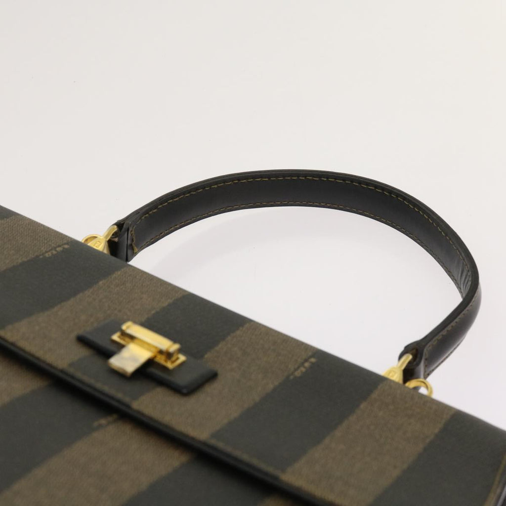 FENDI Zucca Pecan Canvas Hand Bag Nylon 3Set Brown Blackar11235