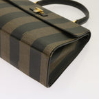 FENDI Zucca Pecan Canvas Hand Bag Nylon 3Set Brown Blackar11235