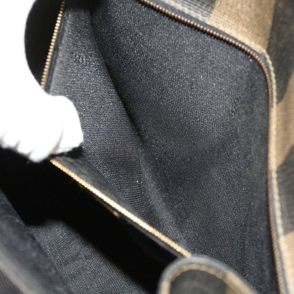 FENDI Zucca Pecan Canvas Hand Bag Nylon 3Set Brown Blackar11235