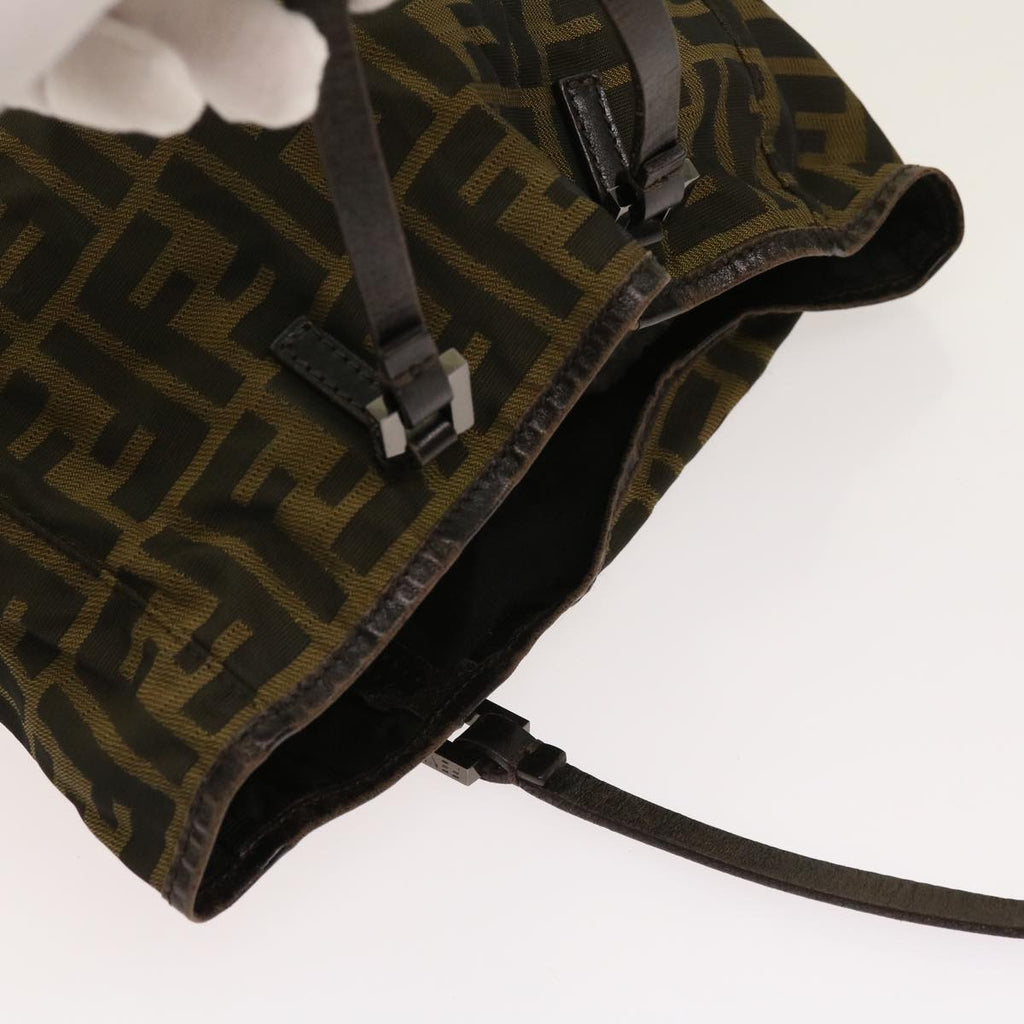 FENDI Zucca Pecan Canvas Hand Bag Nylon 3Set Brown Blackar11235