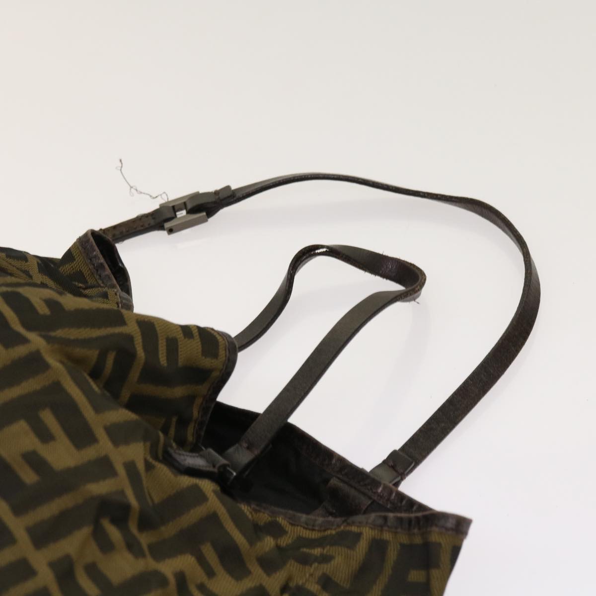 FENDI Zucca Pecan Canvas Hand Bag Nylon 3Set Brown Blackar11235