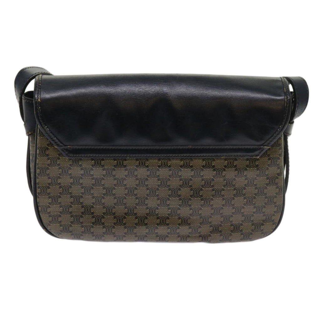 CELINE Macadam Canvas Shoulder Bag Coated Canvas Beige Navy Auth ar11292