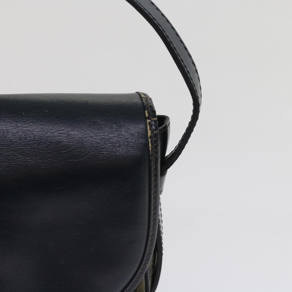 CELINE Macadam Canvas Shoulder Bag Coated Canvas Beige Navy Auth ar11292