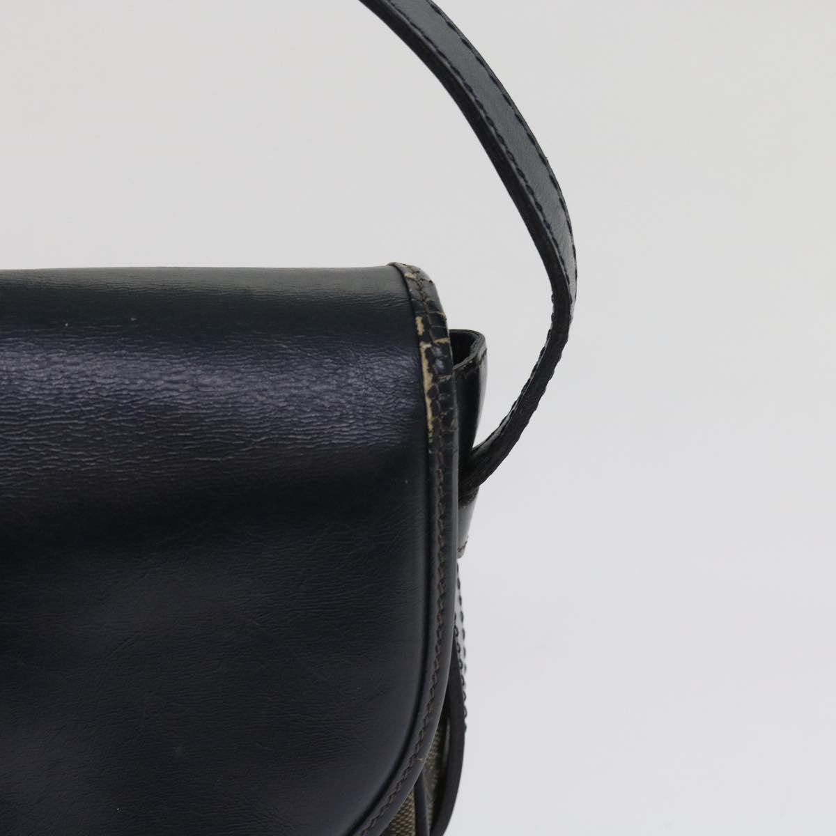 CELINE Macadam Canvas Shoulder Bag Coated Canvas Beige Navy Auth ar11292
