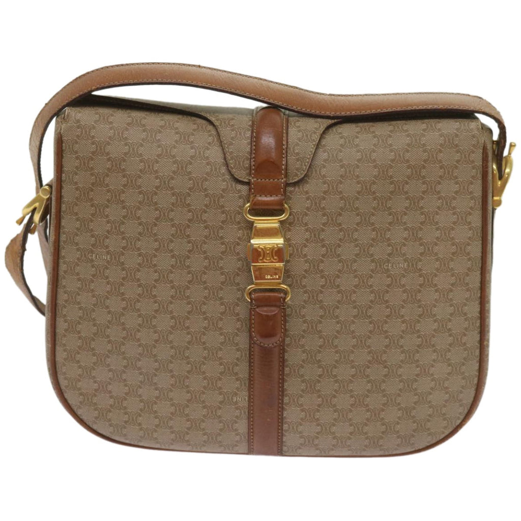 CELINE Macadam Canvas Shoulder Bag Beige  ar11449B