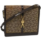 CELINE C Macadam Canvas Shoulder Bag Beige Auth ar11457B