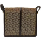 CELINE C Macadam Canvas Shoulder Bag Beige Auth ar11457B