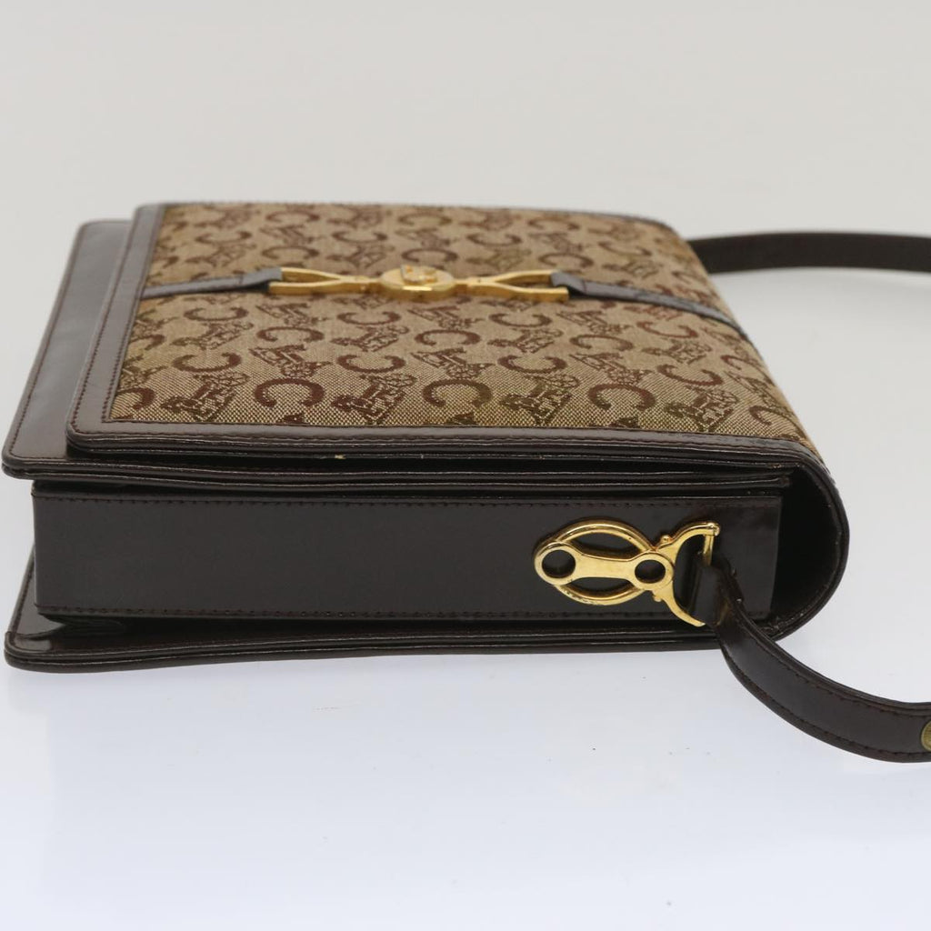 CELINE C Macadam Canvas Shoulder Bag Beige Auth ar11457B