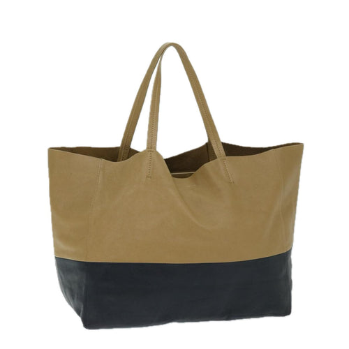 CELINE Horizontal Cabas Tote Bag Leather Beige Black  ar11566