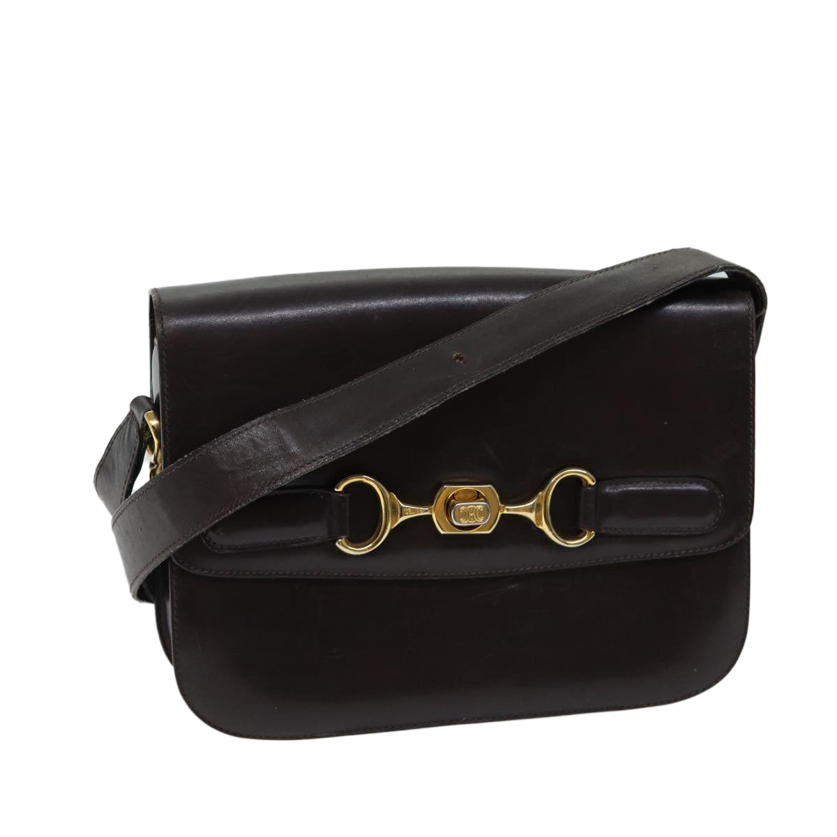 CELINE Shoulder Bag Leather Brown  ar11623B