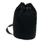 CELINE Circle Shoulder Bag Nylon Black Auth ar11677