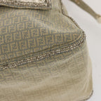 FENDI Zucchino Canvas Beads Mamma Baguette Shoulder Bag Grayar11697