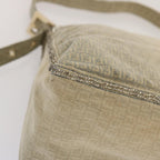 FENDI Zucchino Canvas Beads Mamma Baguette Shoulder Bag Grayar11697