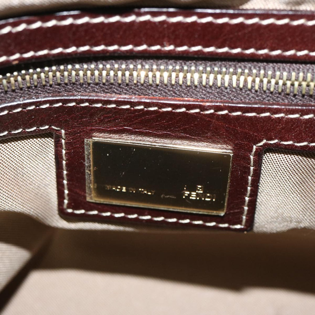 FENDI Zucchino Canvas Beads Mamma Baguette Shoulder Bag Grayar11697