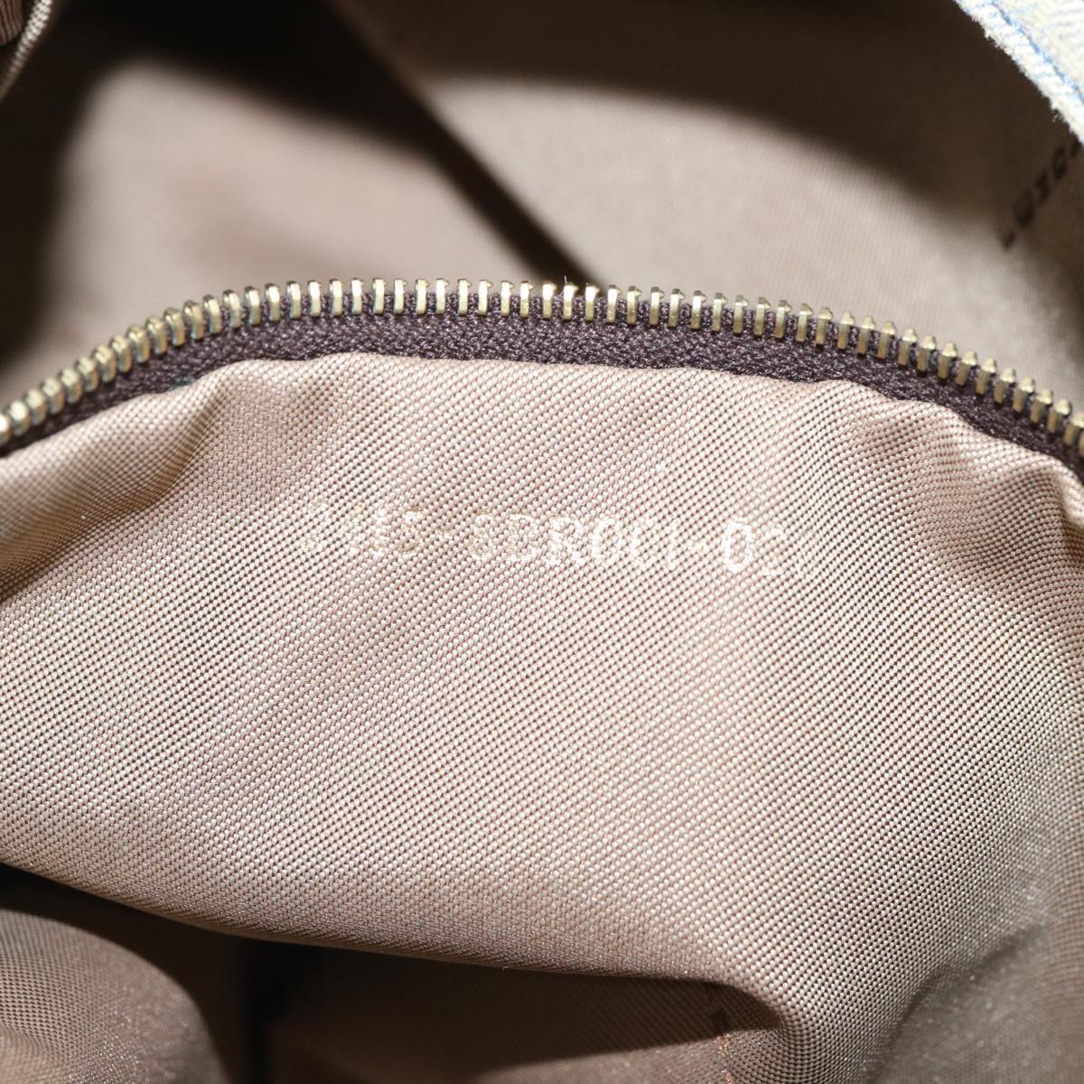 FENDI Zucchino Canvas Beads Mamma Baguette Shoulder Bag Grayar11697