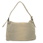 FENDI Zucchino Canvas Beads Mamma Baguette Shoulder Bag Grayar11697