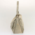 FENDI Zucchino Canvas Beads Mamma Baguette Shoulder Bag Grayar11697