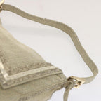 FENDI Zucchino Canvas Beads Mamma Baguette Shoulder Bag Grayar11697