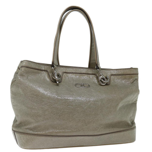CELINE Tote Bag Patent leather Gray Auth ar11732