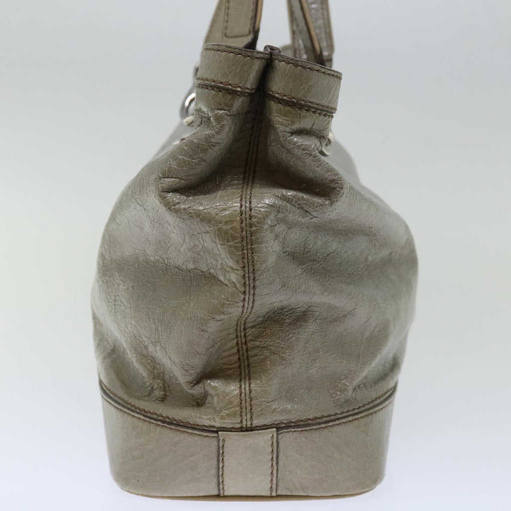 CELINE Tote Bag Patent leather Gray Auth ar11732