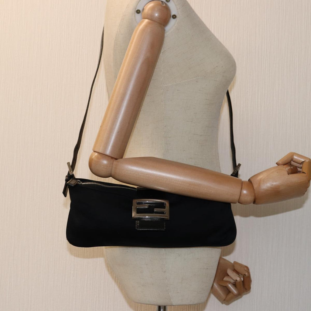 FENDI Mamma Baguette Shoulder Bag Nylon Blackar11787B