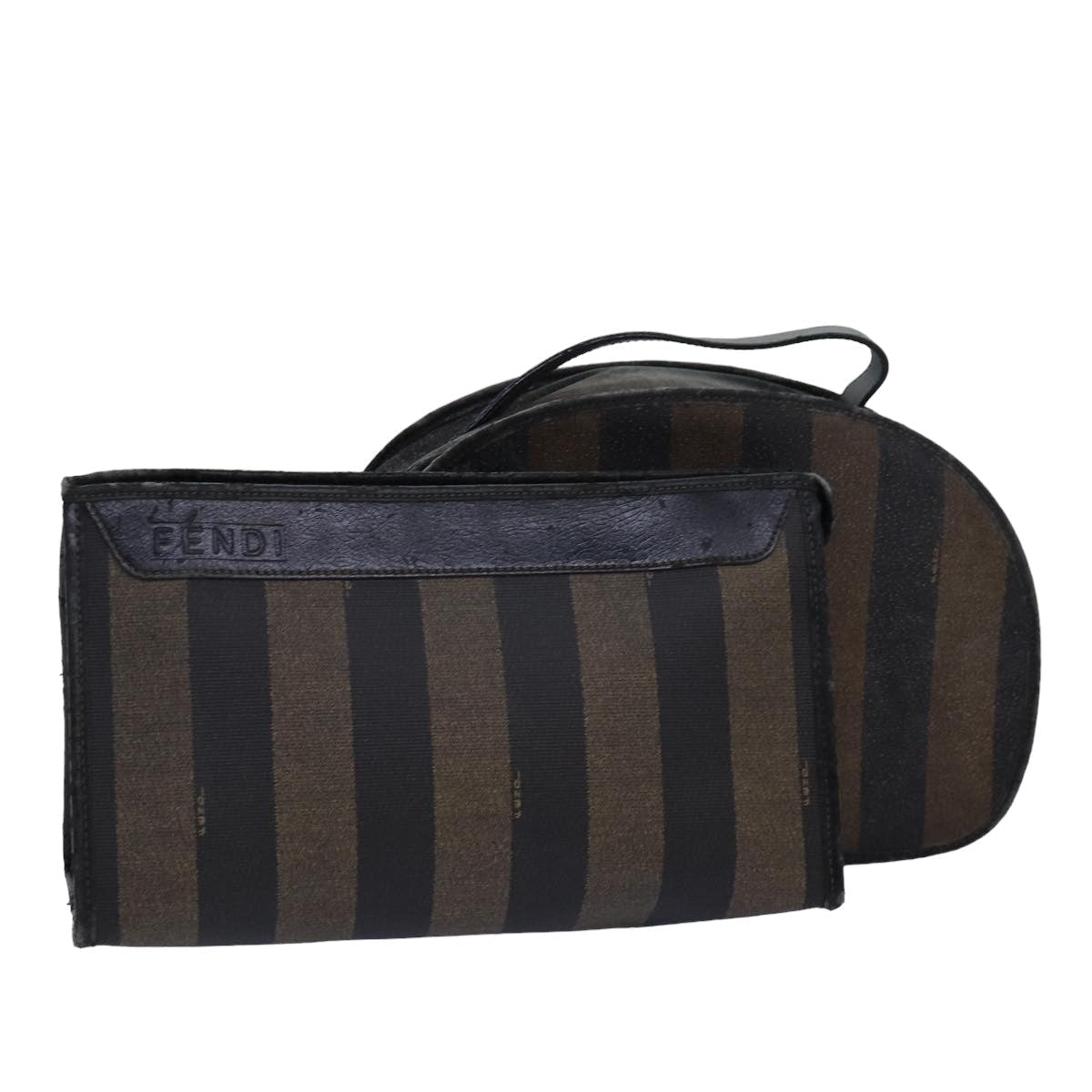 FENDI Pecan Canvas Clutch Bag 2Set Brown Blackar11882