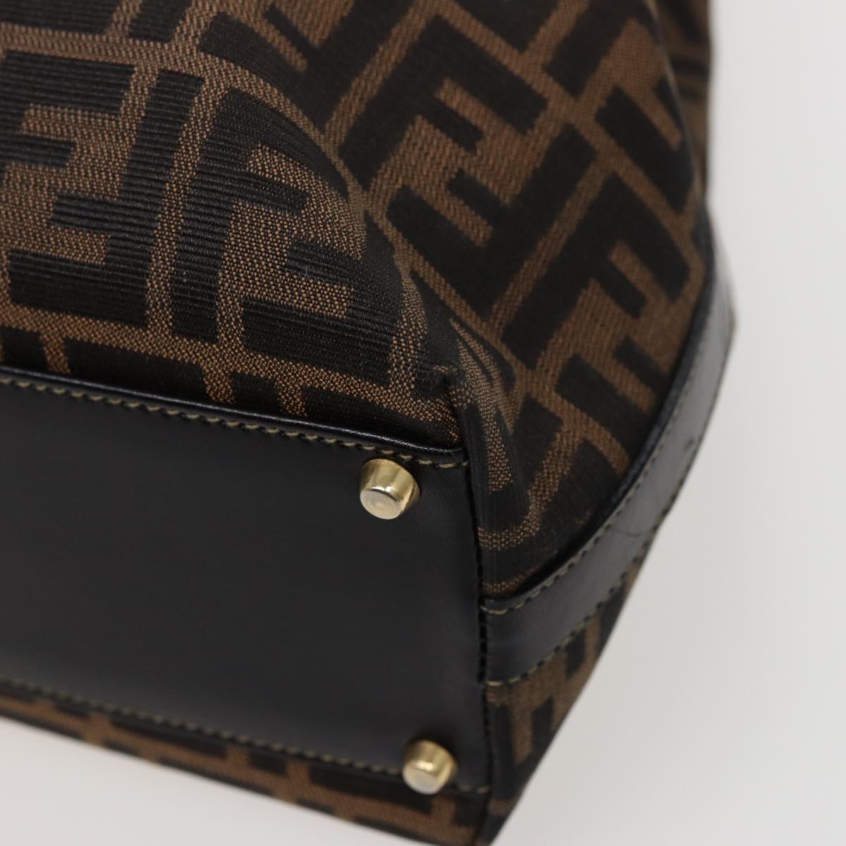FENDI Zucca Canvas Hand Bag 2way Brown Blackar11997