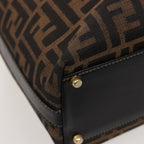 FENDI Zucca Canvas Hand Bag 2way Brown Blackar11997