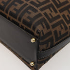 FENDI Zucca Canvas Hand Bag 2way Brown Blackar11997