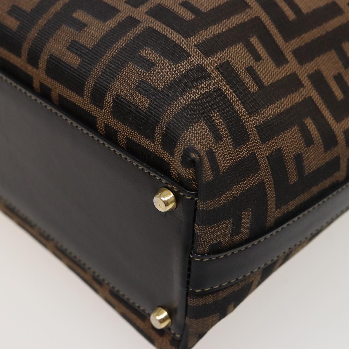 FENDI Zucca Canvas Hand Bag 2way Brown Blackar11997