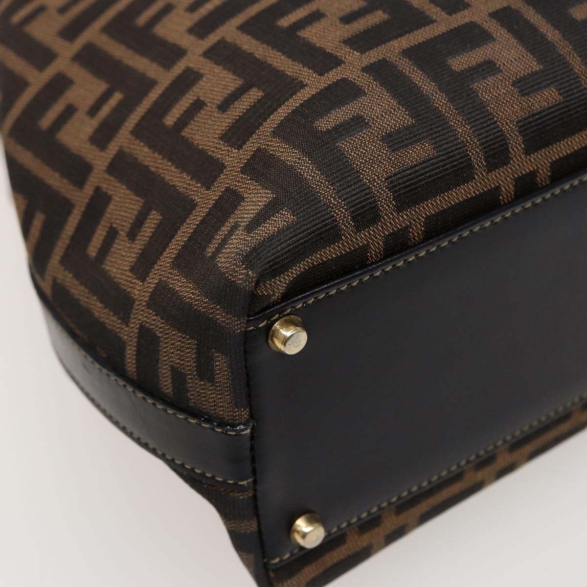 FENDI Zucca Canvas Hand Bag 2way Brown Blackar11997