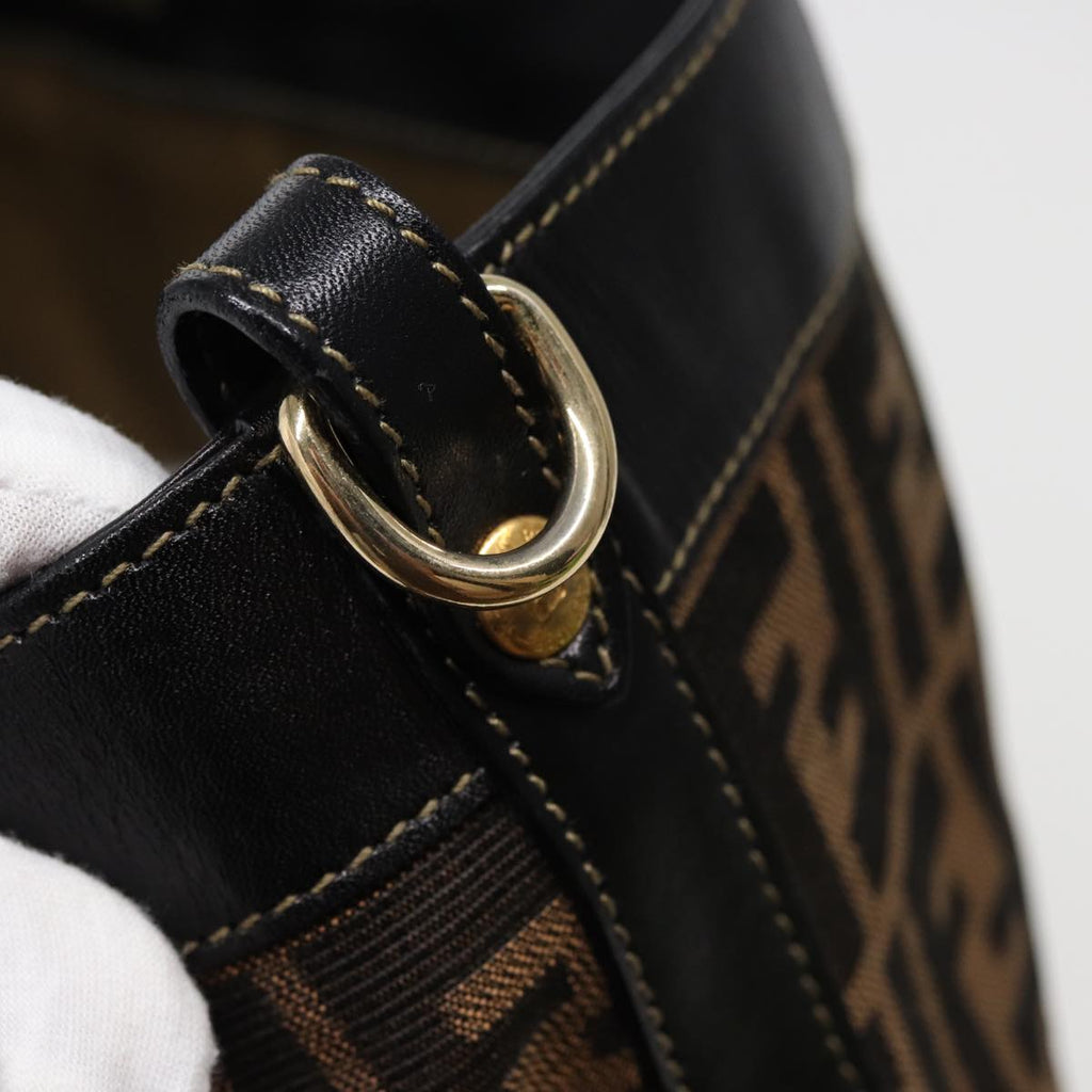 FENDI Zucca Canvas Hand Bag 2way Brown Blackar11997