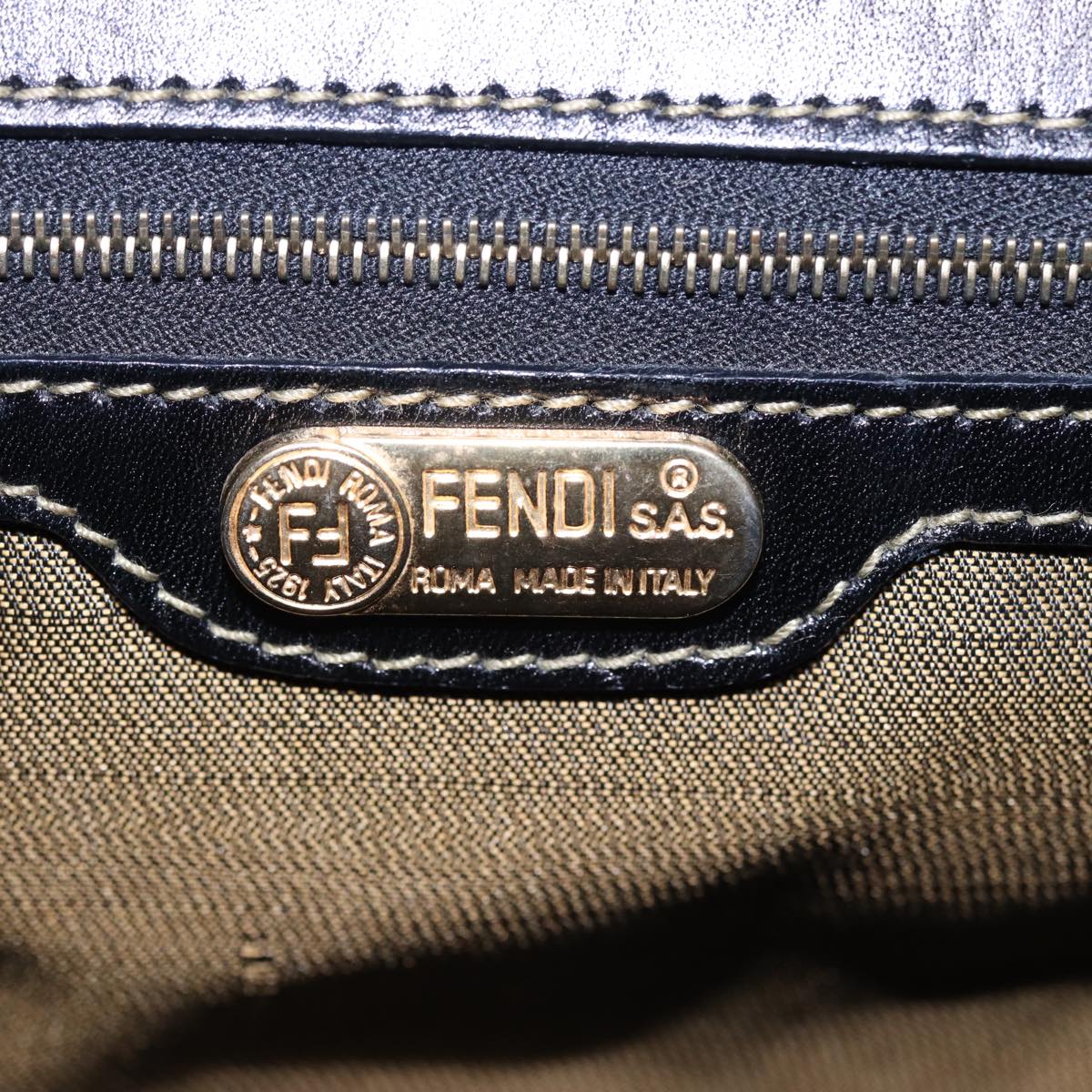 FENDI Zucca Canvas Hand Bag 2way Brown Blackar11997