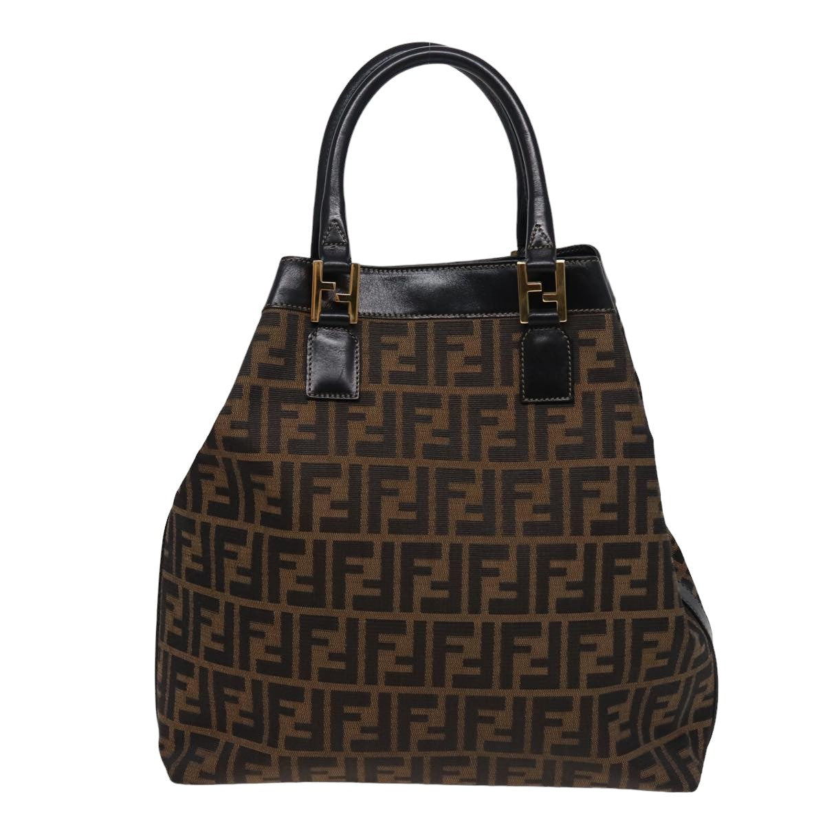 FENDI Zucca Canvas Hand Bag 2way Brown Blackar11997