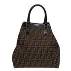 FENDI Zucca Canvas Hand Bag 2way Brown Blackar11997