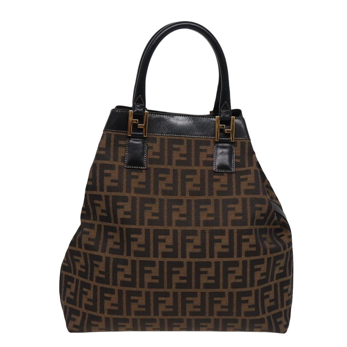 FENDI Zucca Canvas Hand Bag 2way Brown Blackar11997