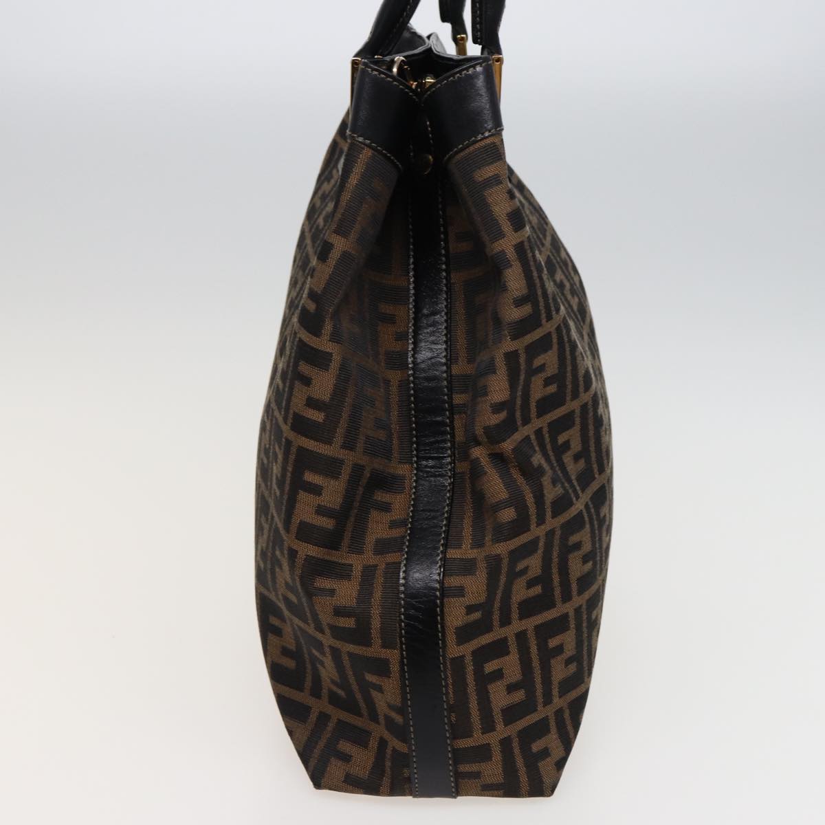 FENDI Zucca Canvas Hand Bag 2way Brown Blackar11997