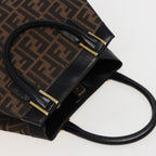 FENDI Zucca Canvas Hand Bag 2way Brown Blackar11997