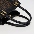 FENDI Zucca Canvas Hand Bag 2way Brown Blackar11997