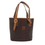 CELINE Macadam Canvas Hand Bag PVC Leather Brown Auth ar12156