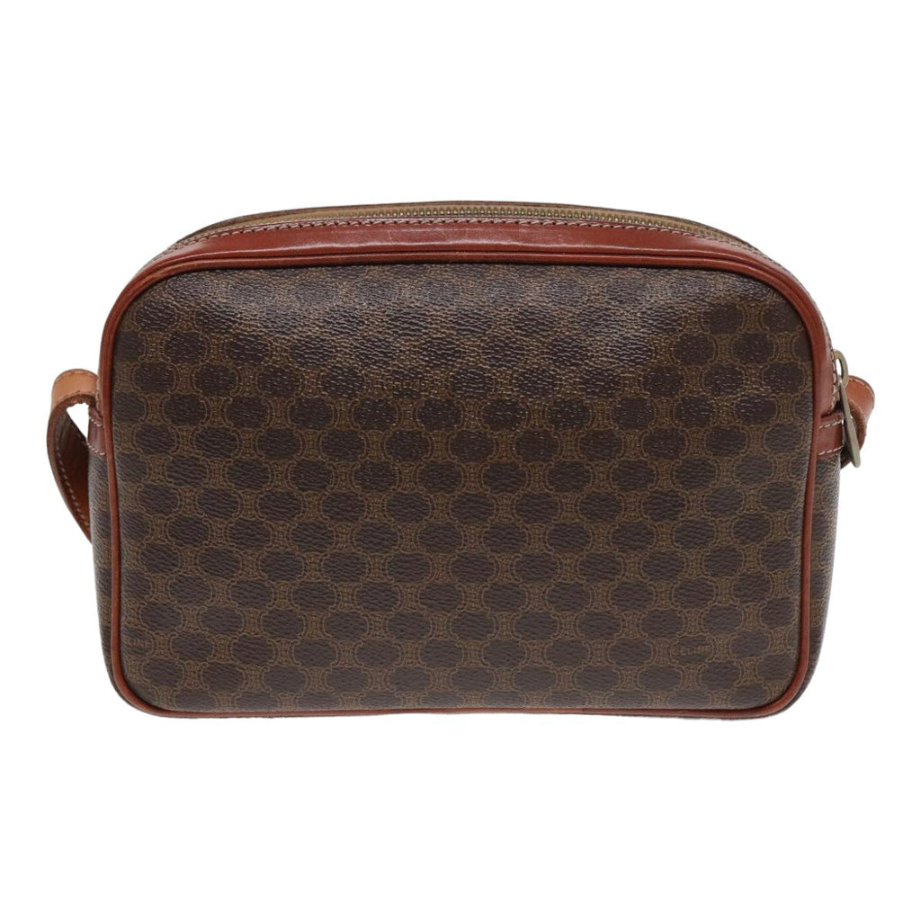 CELINE Macadam Canvas Shoulder Bag PVC Leather Brown Auth ar12157