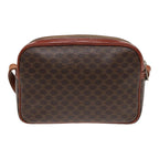 CELINE Macadam Canvas Shoulder Bag PVC Leather Brown Auth ar12157