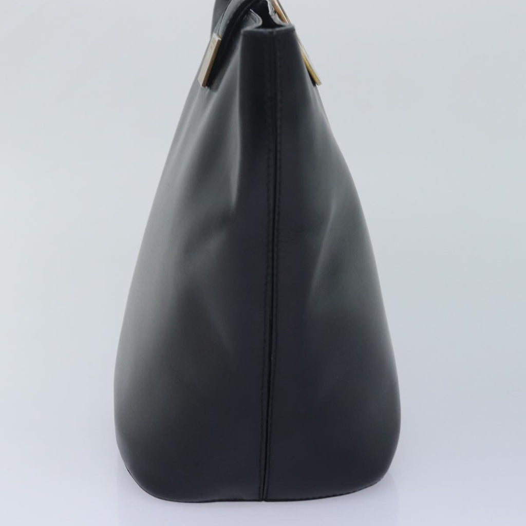 CELINE Circle Hand Bag Leather Black Auth ar12160