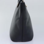 CELINE Circle Hand Bag Leather Black Auth ar12160
