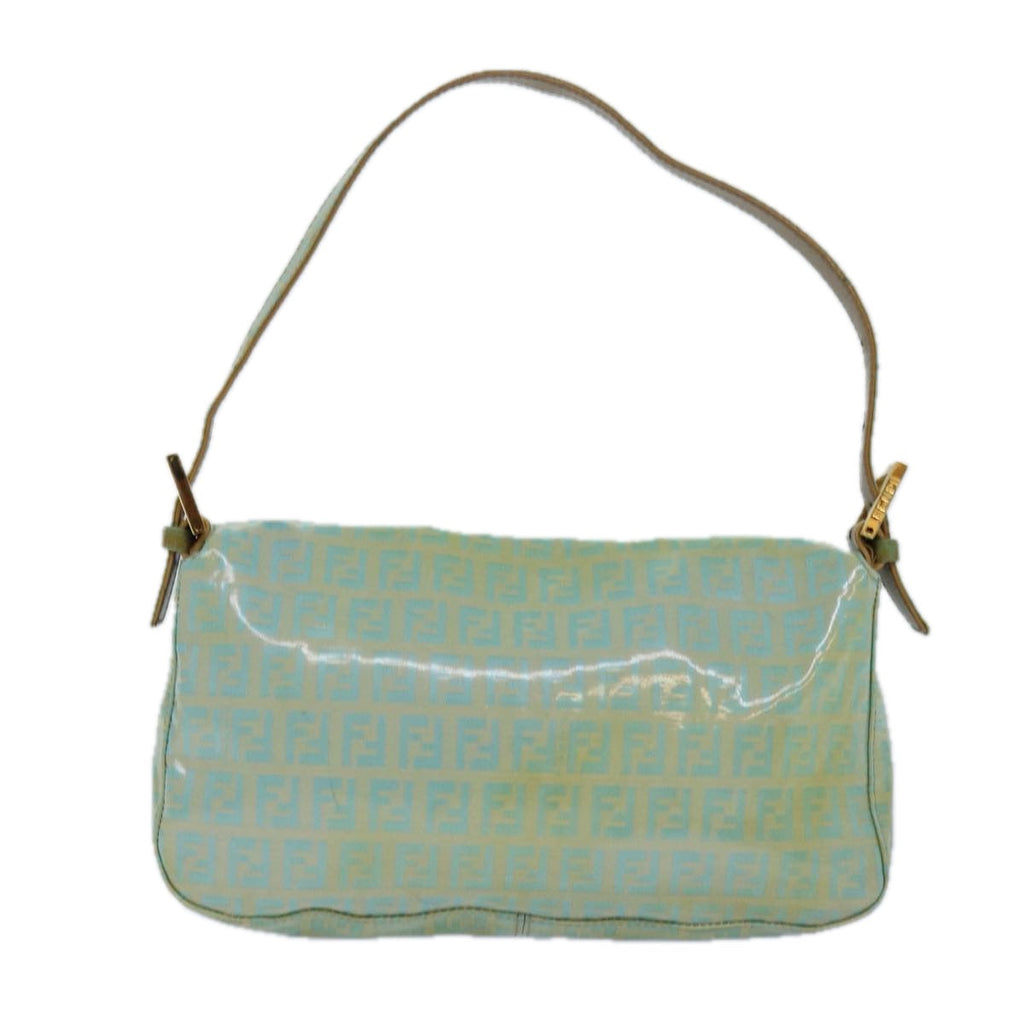 FENDI Zucchino Canvas Mamma Baguette Shoulder Bag Light Bluear12256