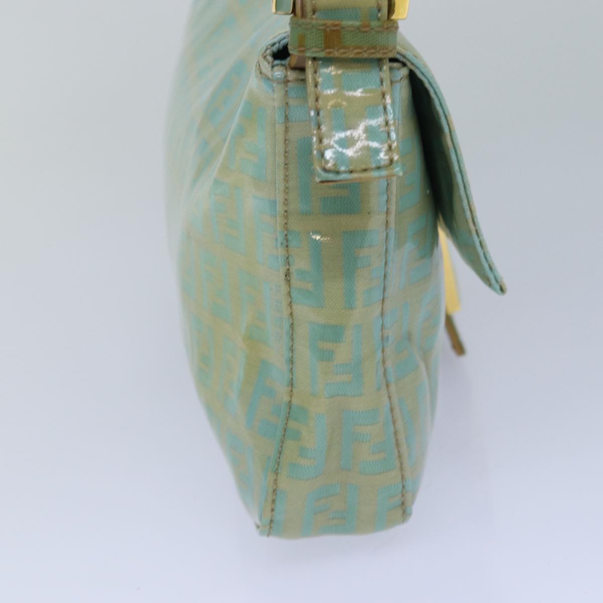 FENDI Zucchino Canvas Mamma Baguette Shoulder Bag Light Bluear12256