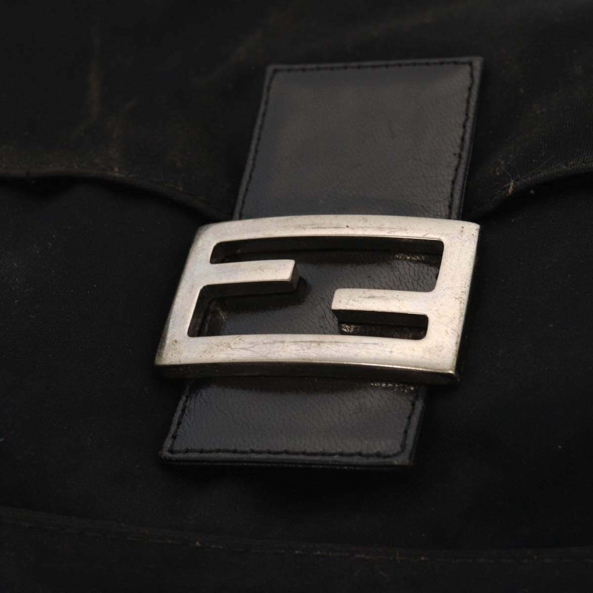 FENDI Mamma Baguette Shoulder Bag Nylon Blackar12319